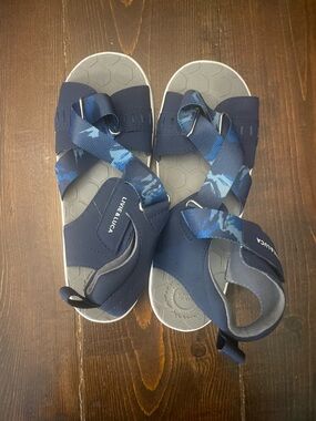 Livie & Luca Blue Camouflage Strap Kids Sandals